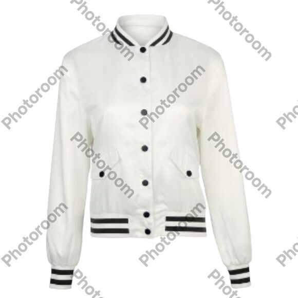 VENUS Womens USA Matte Satin Bomber, White/Navy, size Large, New in bag - Picture 2 of 13